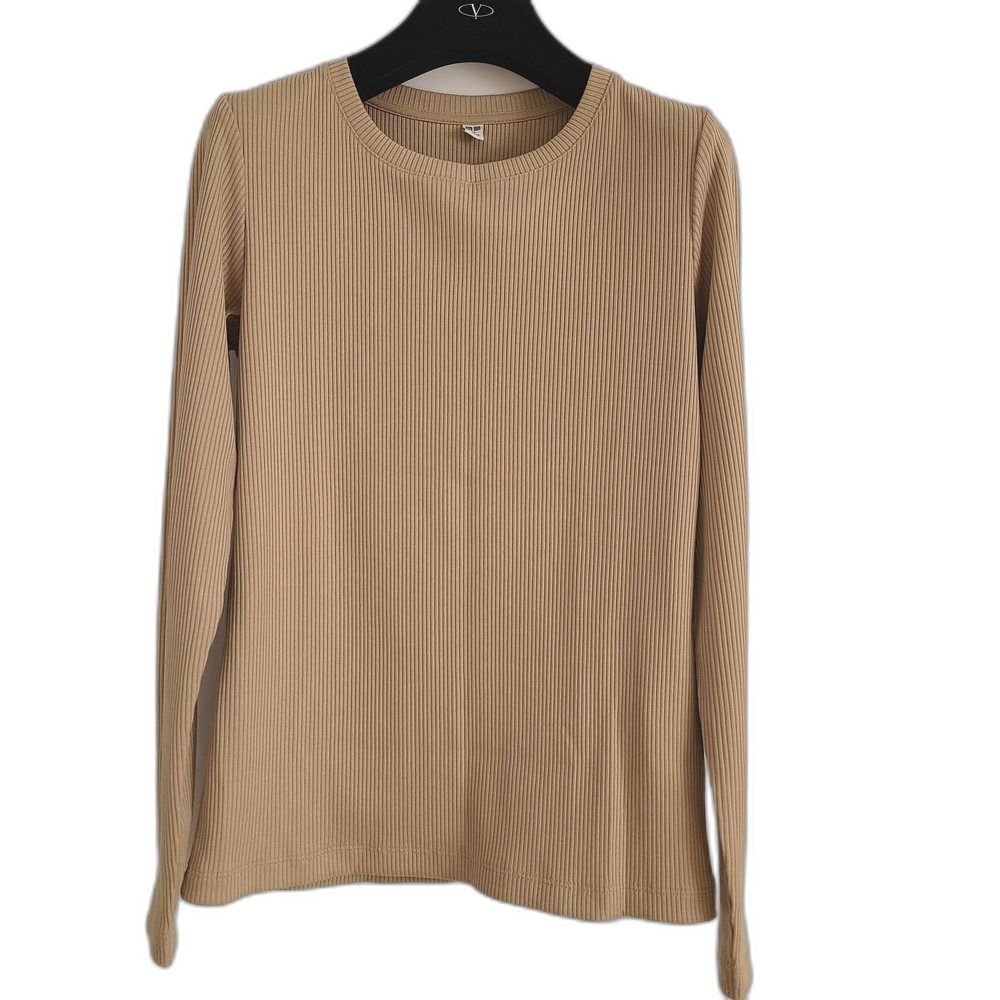 Uniqlo Tan Ribbed Long Sleeve Top Size Xs